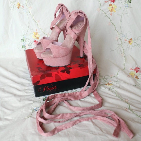 Pleaser Shoes - Pink Velvet Ballerina Pleasers